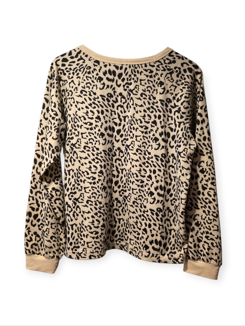 Papermoon Leopard Print Long Sleeve Top Size Medium Tan Black Animal Print - Picture 5 of 6